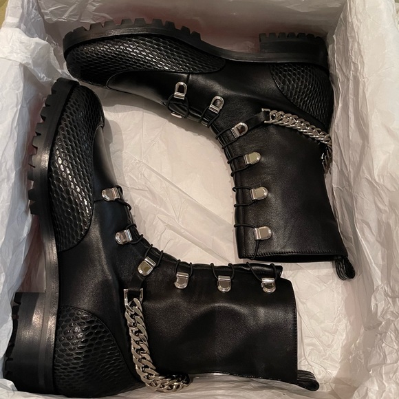 SOLD! Christian Louboutin Horse Guarda Black Ankle Boots w/Chain 39 IT - Picture 11 of 16